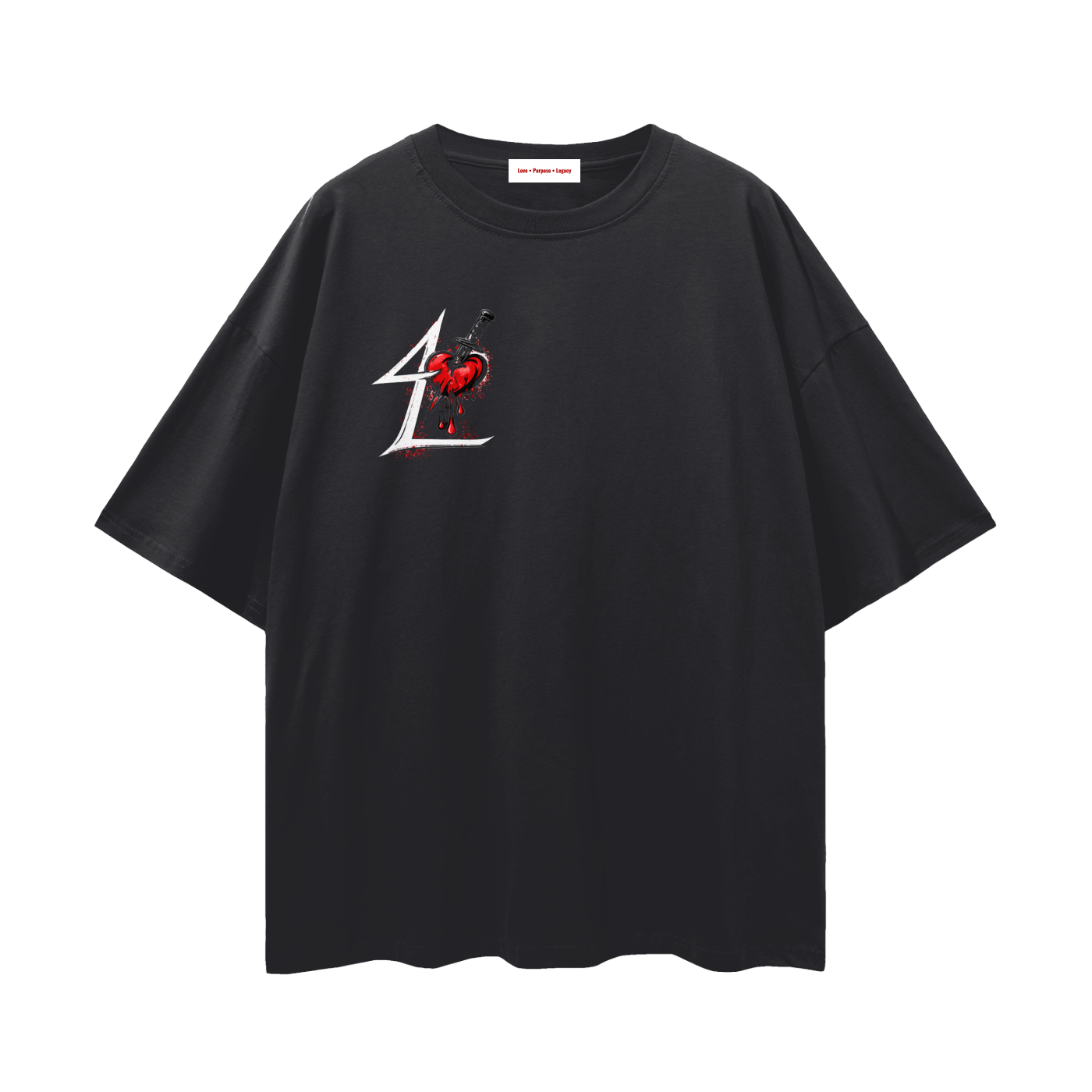 streetwear,oversized tee,4L ,unisex,tops,black,black tee