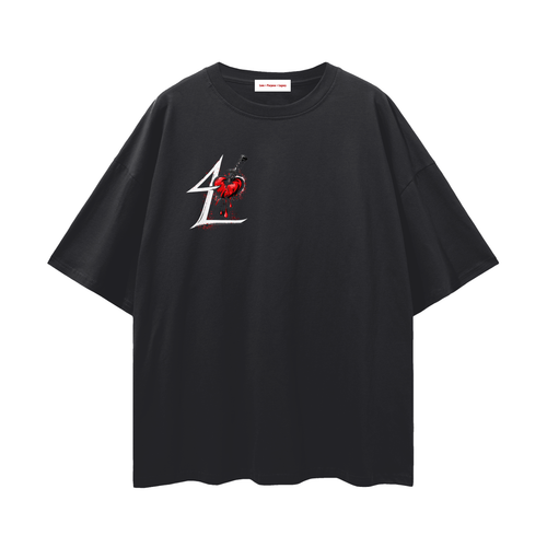 streetwear,oversized tee,4L ,unisex,tops,black,black tee